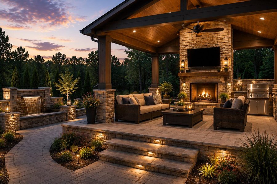 Outdoor living space and patio construction
